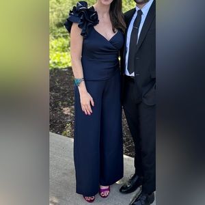 Navy Jumpsuit with Shoulder Detail